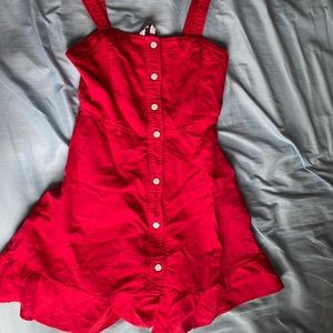 Casual red button down dress. Brand: Zara Size: XS